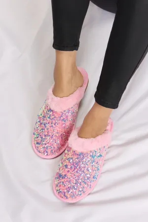 Blue Zone Planet |  Forever Link Sequin Plush Round Toe Slippers
