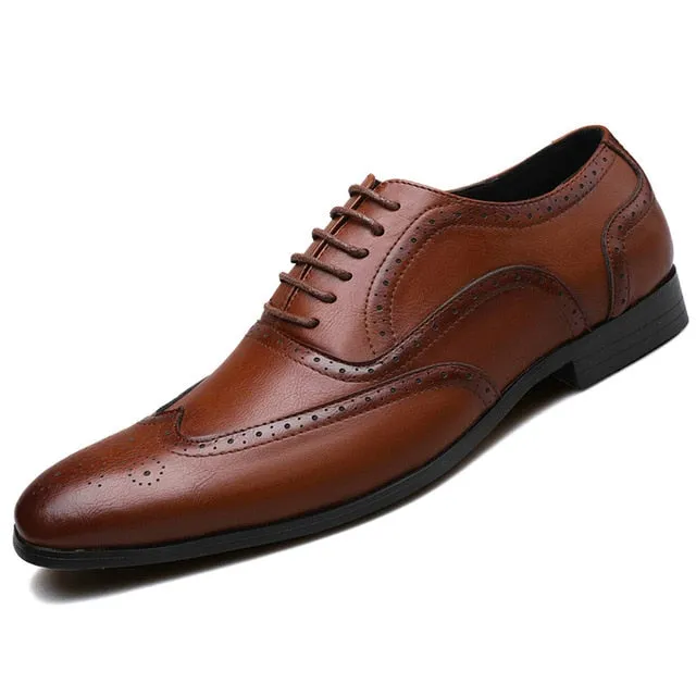 Classic Pointed Toe Leather Business Formal Oxford Shoes