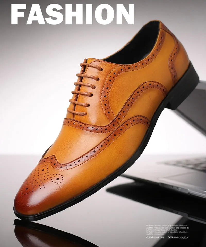 Classic Pointed Toe Leather Business Formal Oxford Shoes