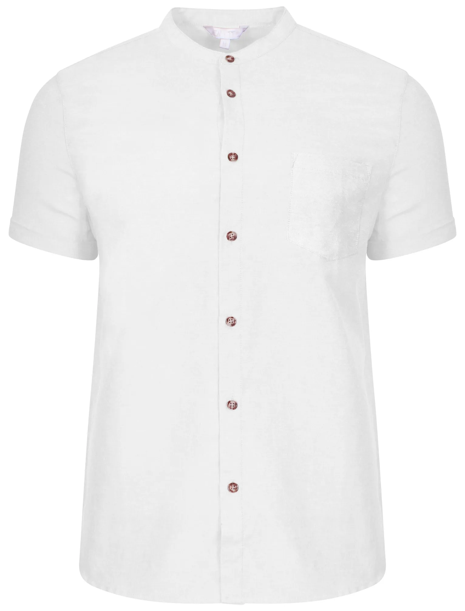Clayton Granddad Collar Button Up Shirt in White