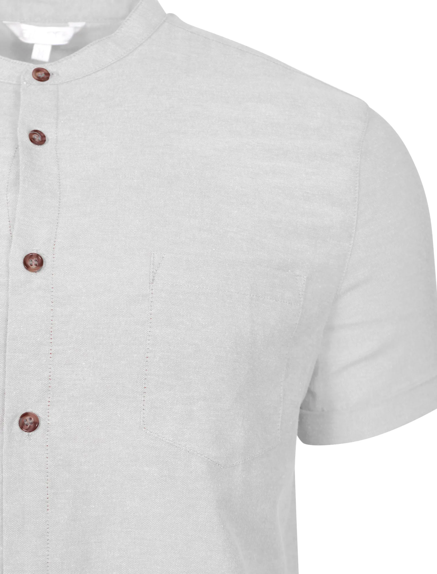Clayton Granddad Collar Button Up Shirt in White