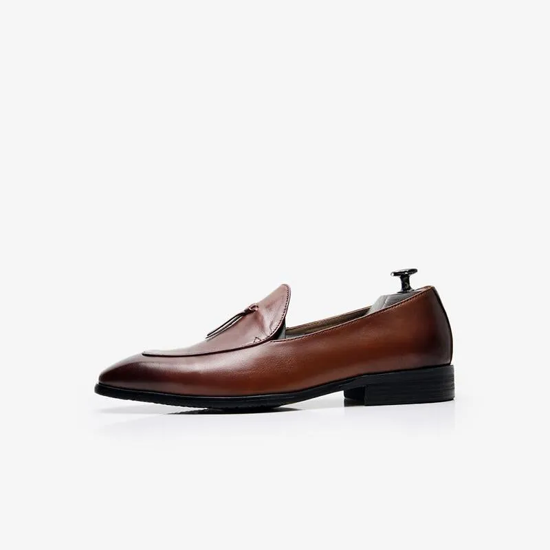 Cowhide Slip-On Loafer Shoes