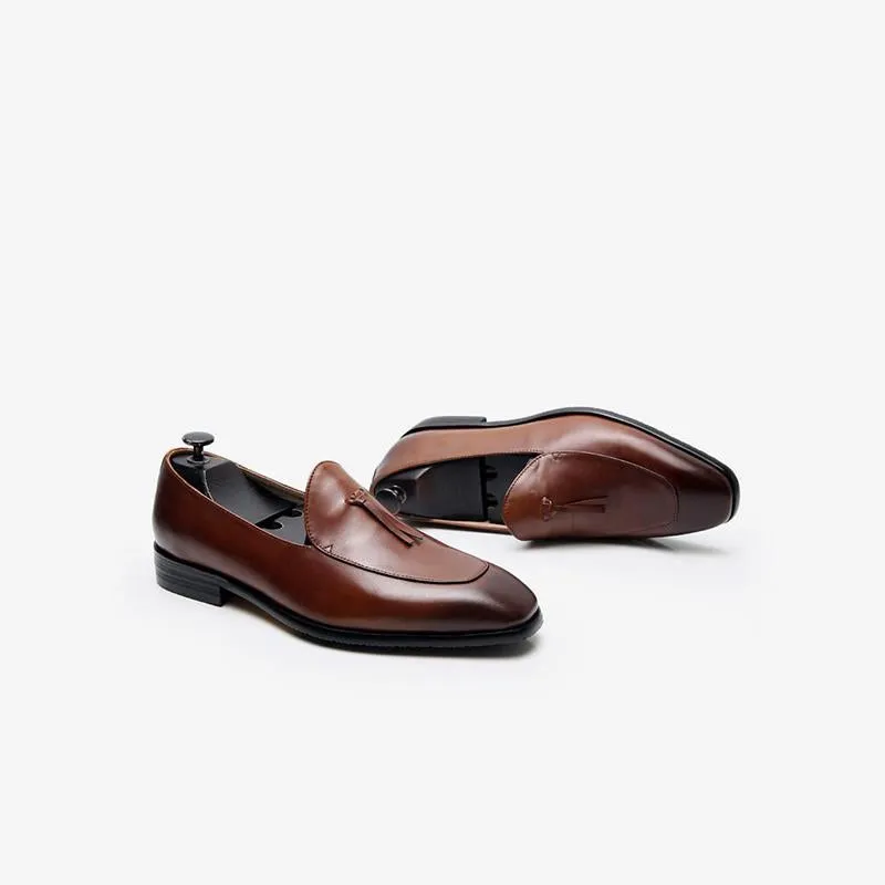 Cowhide Slip-On Loafer Shoes