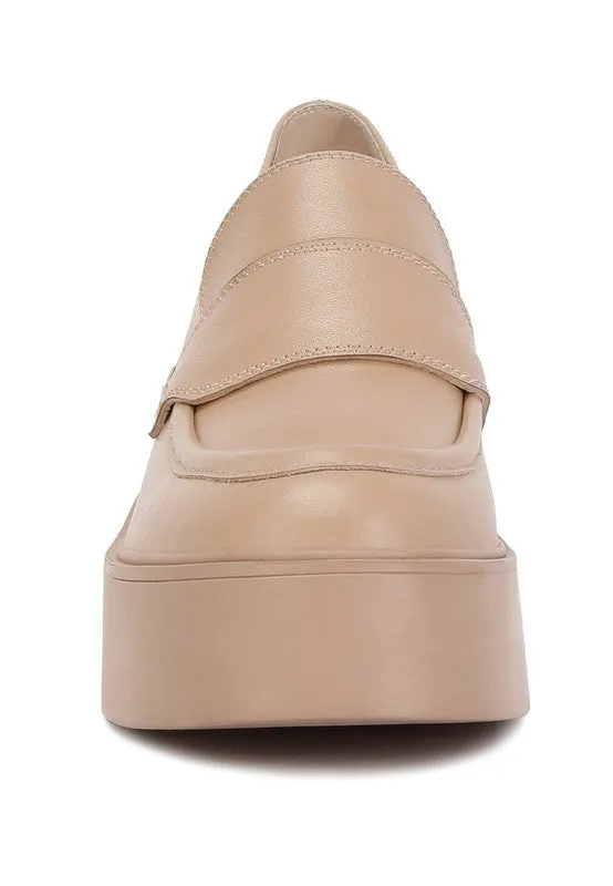 Genuine Leather Elspeth Heeled Platform Loafers