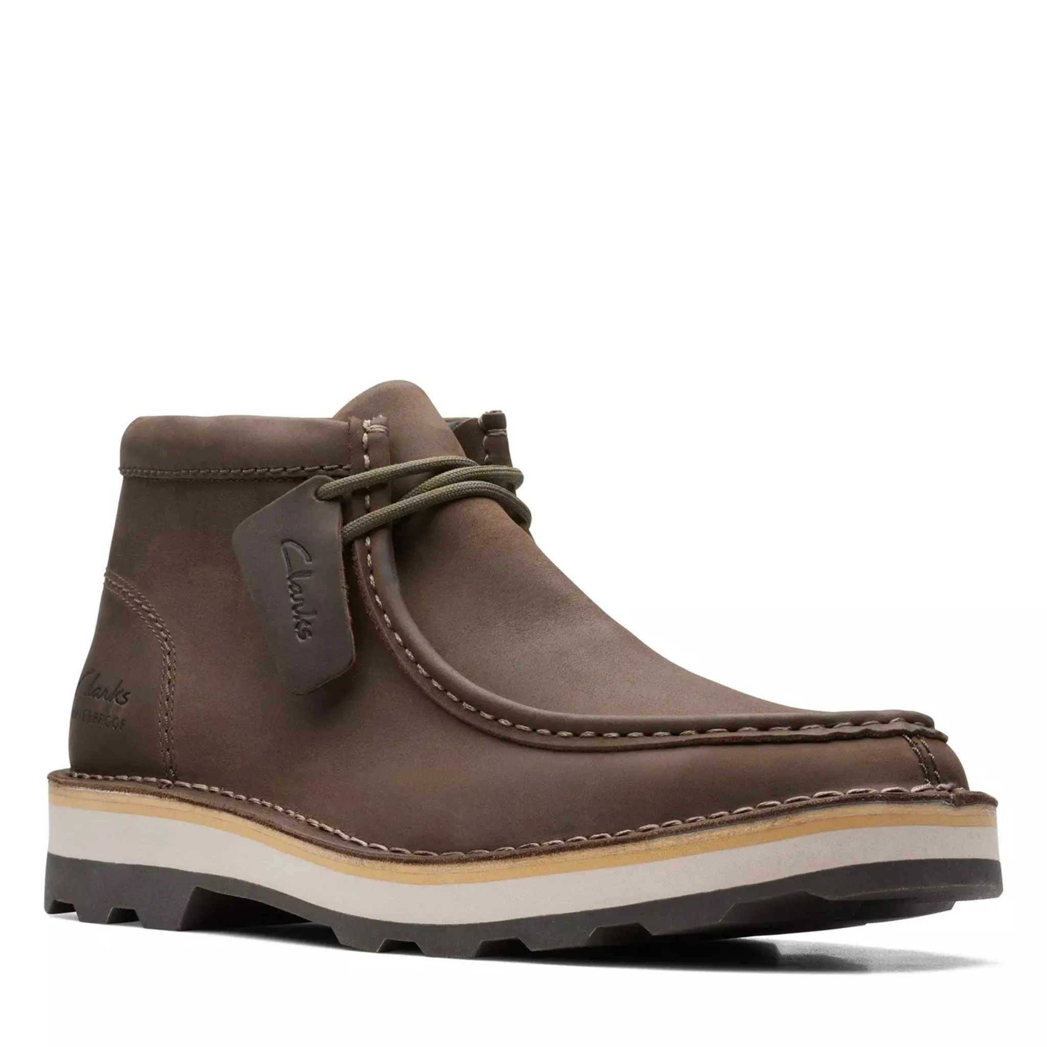 Men's Clarks Corston Wally Waterproof Boot - Olive Leather