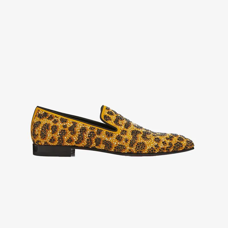 Men's Crystal-Embellished Calf Leather Loafers