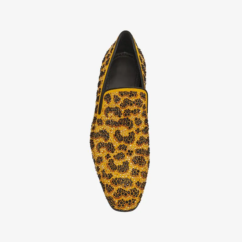 Men's Crystal-Embellished Calf Leather Loafers