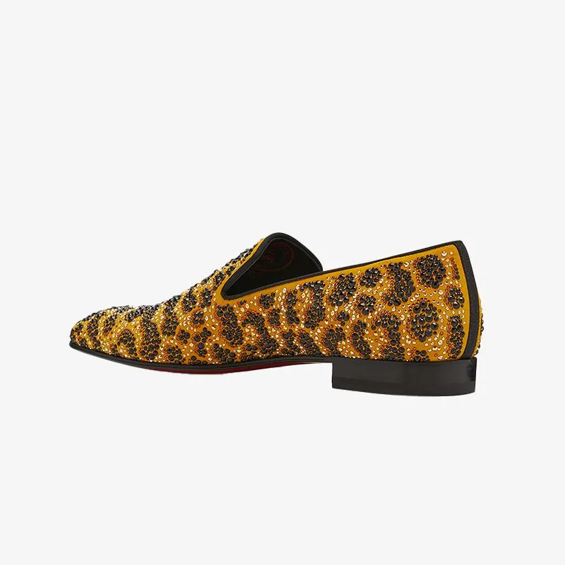 Men's Crystal-Embellished Calf Leather Loafers