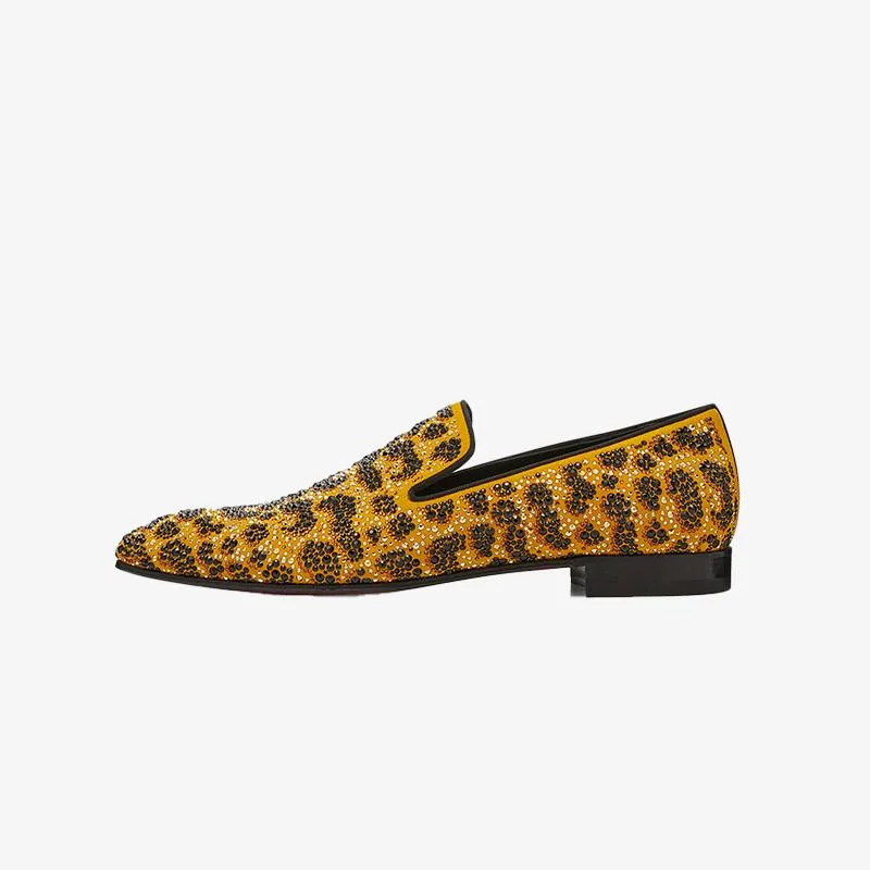 Men's Crystal-Embellished Calf Leather Loafers