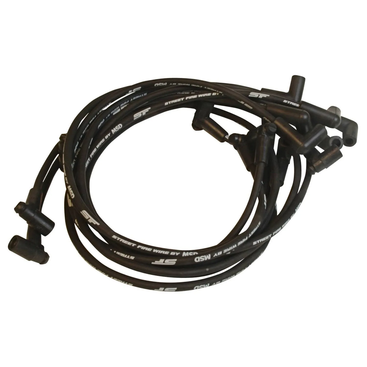 MSD Street Fire Spiral Core 8 mm Spark Plug Wire Set - Black - Factory Style Boots / Terminals - GM TPI - Small Block Chevy