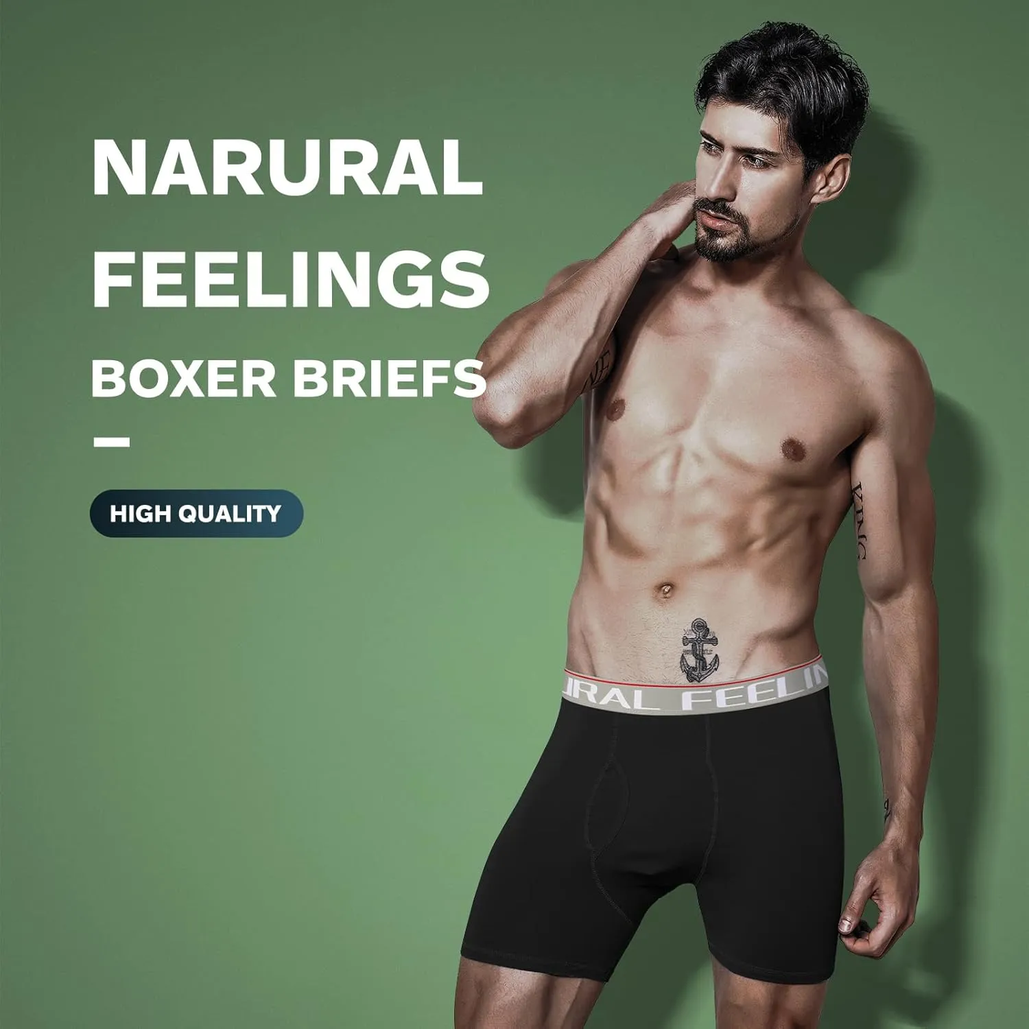 Natural Feelings Boxer Briefs Mens Underwear Men Pack of 5-6 Soft Cotton Open Fly Underwear