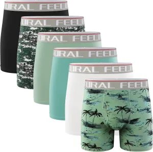 Natural Feelings Boxer Briefs Mens Underwear Men Pack of 5-6 Soft Cotton Open Fly Underwear
