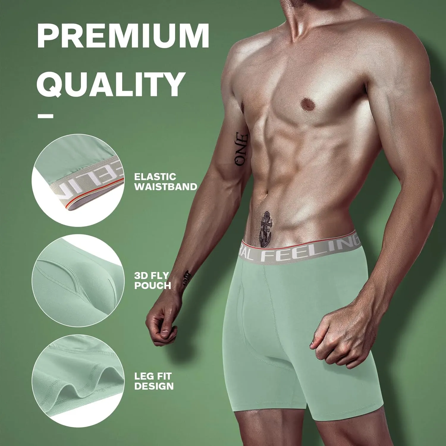Natural Feelings Boxer Briefs Mens Underwear Men Pack of 5-6 Soft Cotton Open Fly Underwear