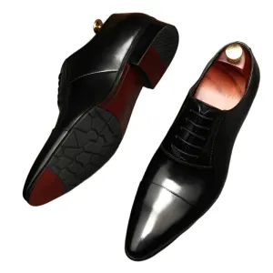 Pointed Toe Oxford Shoes for Men – Genuine Leather Dress Shoes for Weddings, Business, and Formal Events in Black & Brown