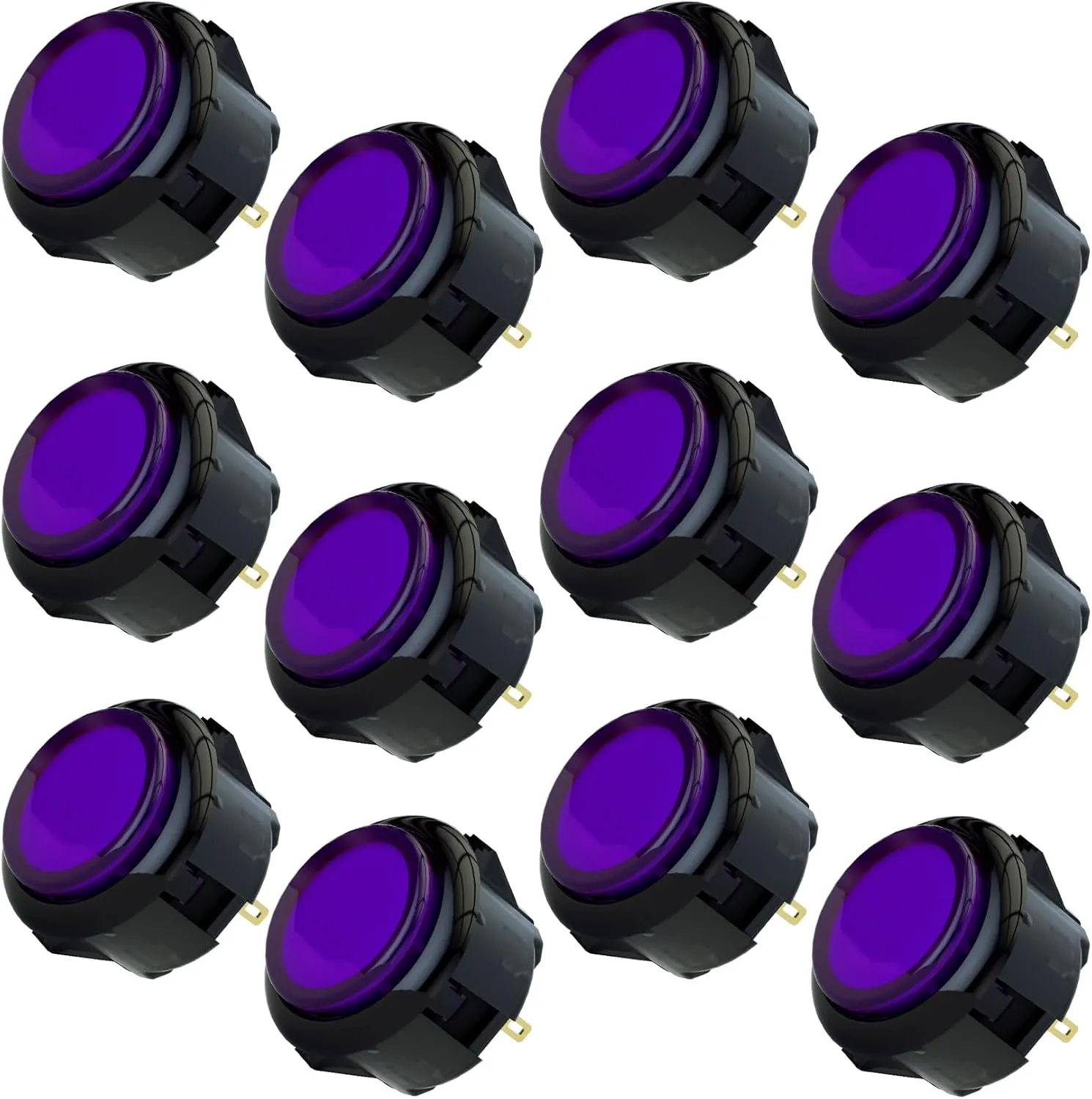 QANBA Gravity Ks Mechanical Arcade Buttons 24mm Snap-in Mechanical Pushbutton (Boxed (24mm Clear Black Violet E08(12 pcs)