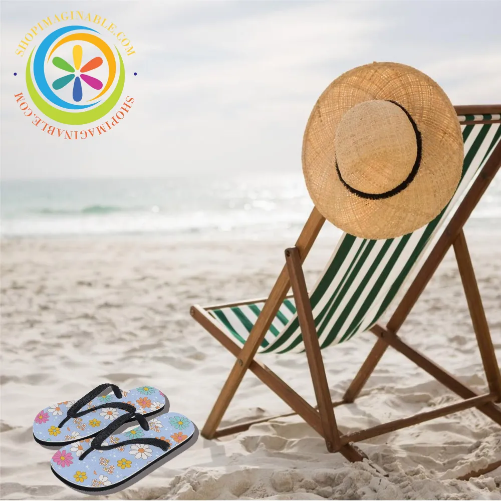 Retro Summer Daisy Men's & Ladies Flip-Flops