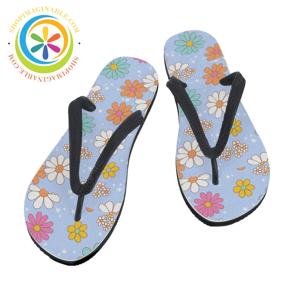 Retro Summer Daisy Men's & Ladies Flip-Flops