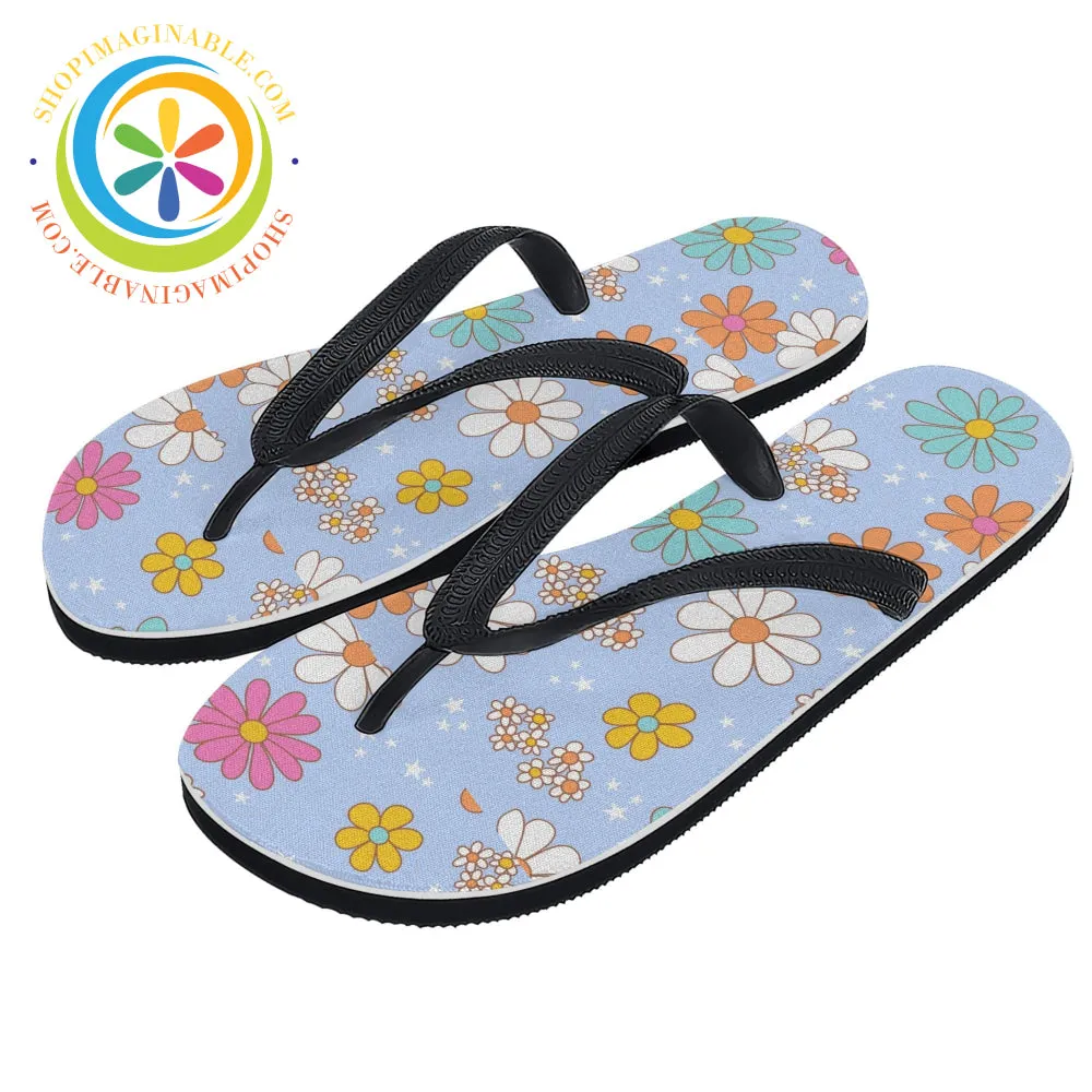 Retro Summer Daisy Men's & Ladies Flip-Flops