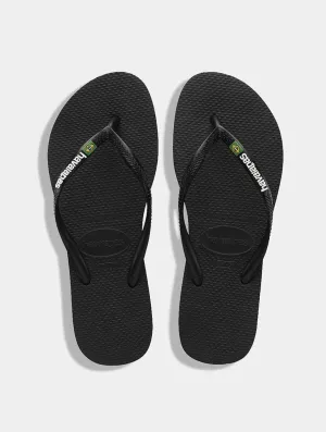 Slim Brasil Logo Black Flip Flops