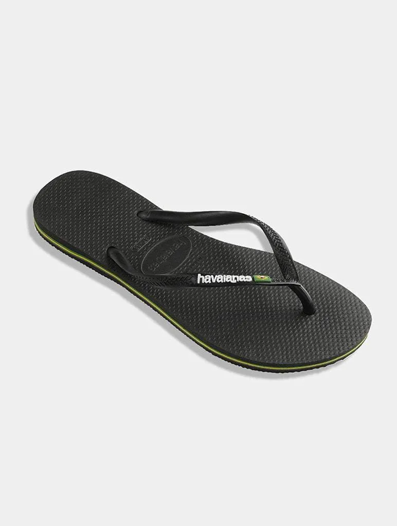Slim Brasil Logo Black Flip Flops