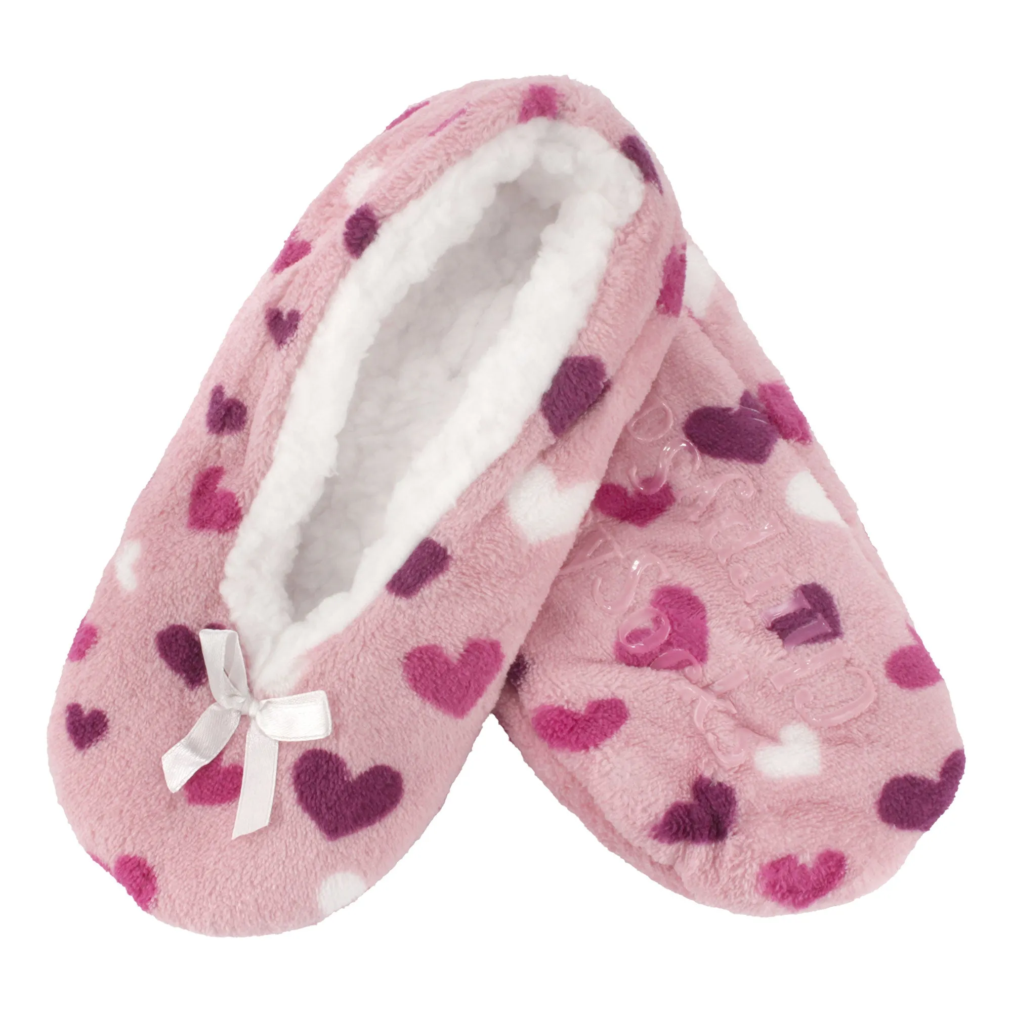 Women Soft Warm Cozy Fuzzy Furry Hearts Stripes Slippers Non-Slip Lined Socks, 1 Pair and 2 Pairs