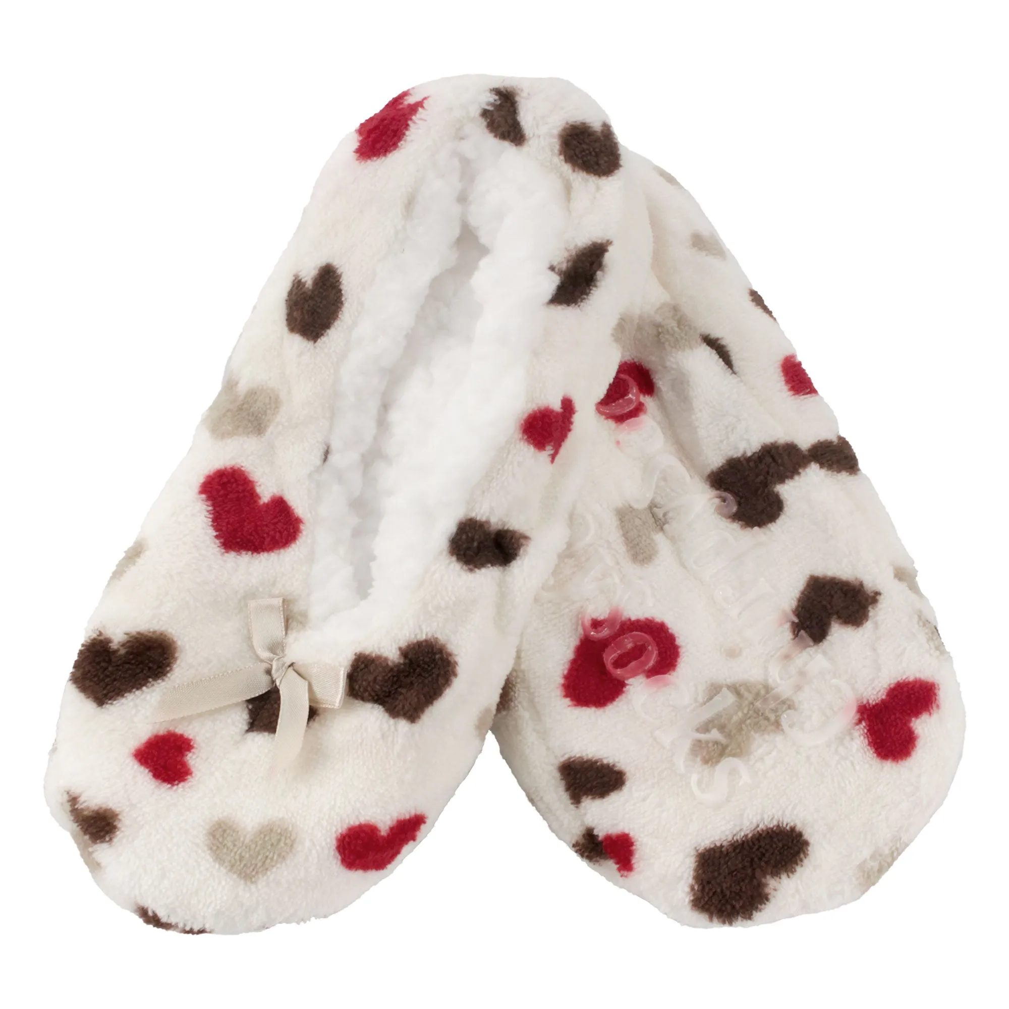 Women Soft Warm Cozy Fuzzy Furry Hearts Stripes Slippers Non-Slip Lined Socks, 1 Pair and 2 Pairs