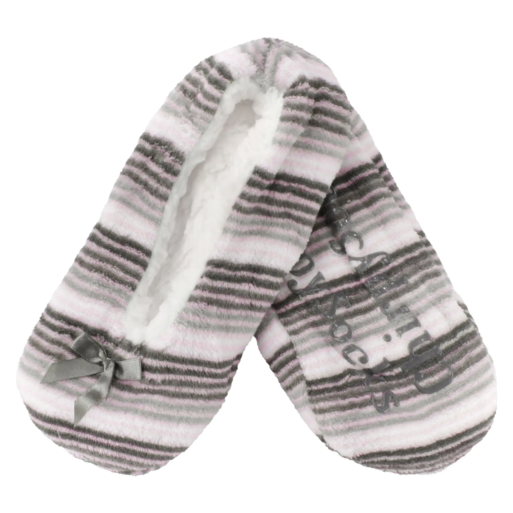 Women Soft Warm Cozy Fuzzy Furry Hearts Stripes Slippers Non-Slip Lined Socks, 1 Pair and 2 Pairs