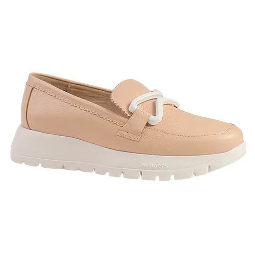 Wonders Ladies Flatform Loafers - A-2480 - Nude